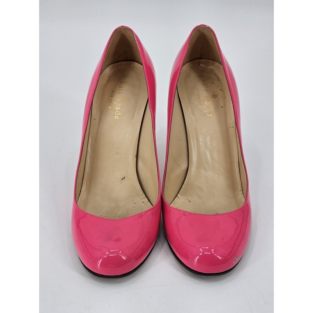 Vtg KateSpade Patent Lthr Hot Pink Round Toe Heel Pumps 7B‎